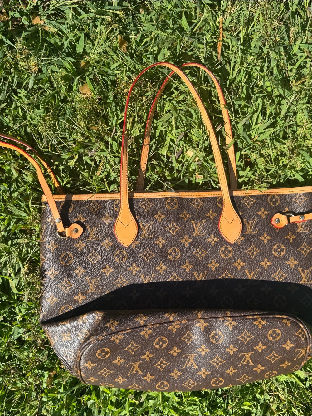 Louis Vuitton Brown Monogram Canvas Tote with Tan Trim